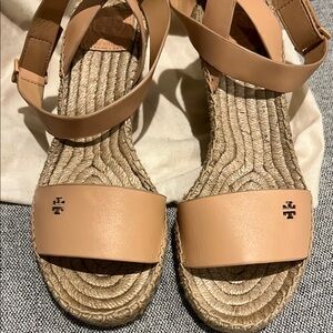 Tory Burch Tan Espadrille Shoes with Leather Straps